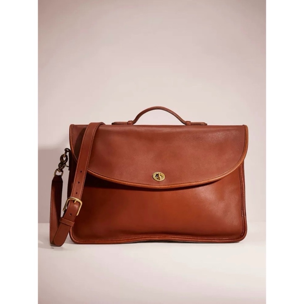 Coach Re(Loved) Vintage Lexington Leather Briefcase Messenger Bag British Tan